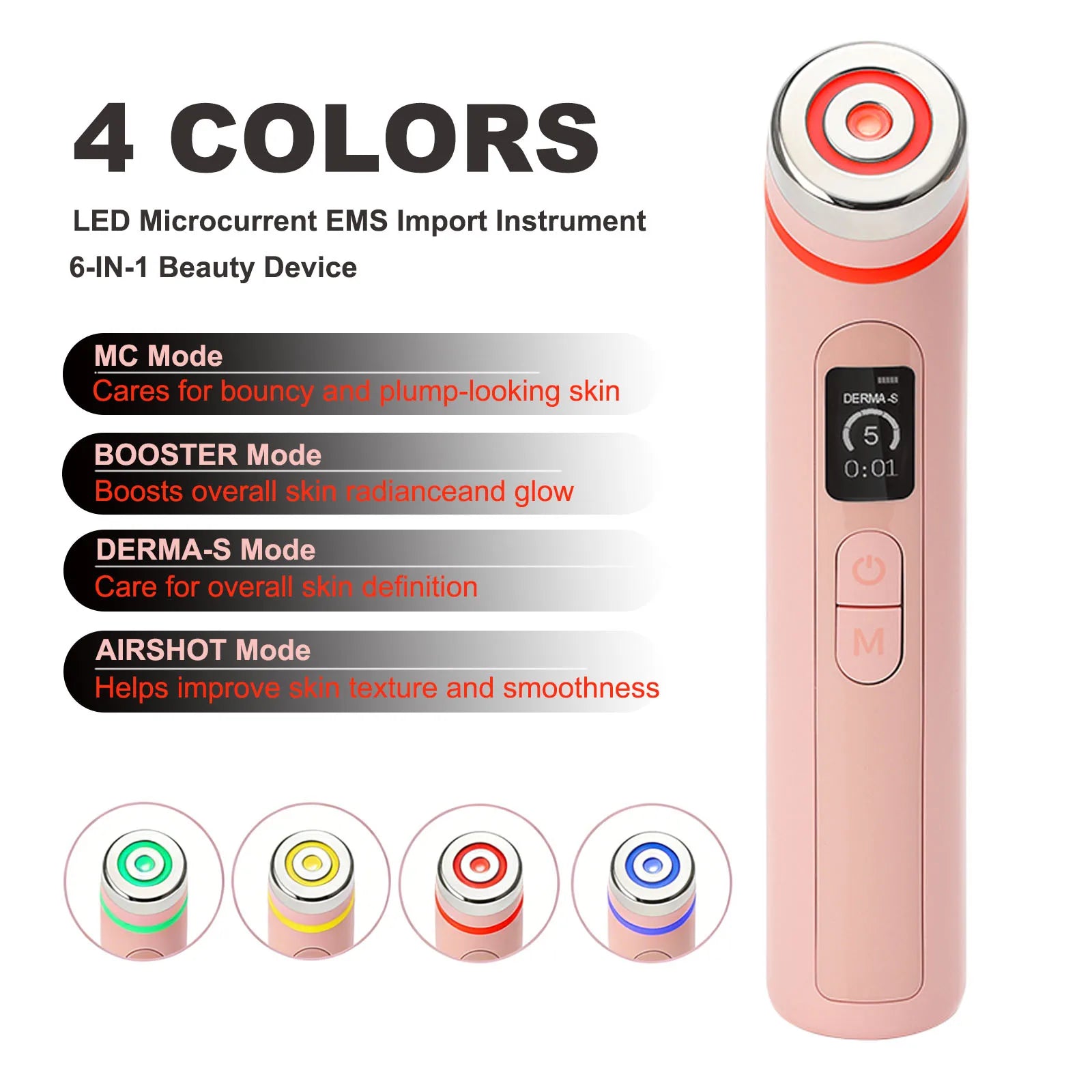 Multi Functional Four-Color Beauty Device, With 4 Modes Enhanced Absorption, Radiance, Elasticity, Facial Contouring,with 4 Mod