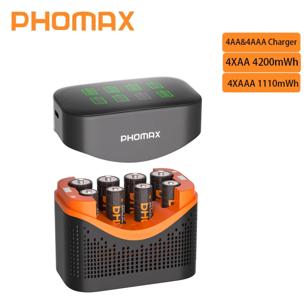 PHOMAX New Fast Charger&Rechargeable Battery,1.5V AA 4200mWh & AAA 1110mWh Lithium Battery  For  Remote Control Mouse SmartDoor