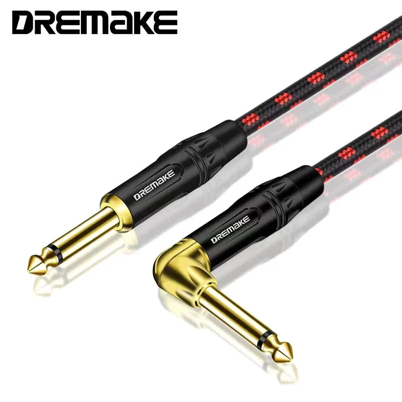 Jack 6.35 mm Mono Cable Gold Plated Guitar Cable Male to Male Cotton Braided Instrument Cable for Guitar Bass keyboard
