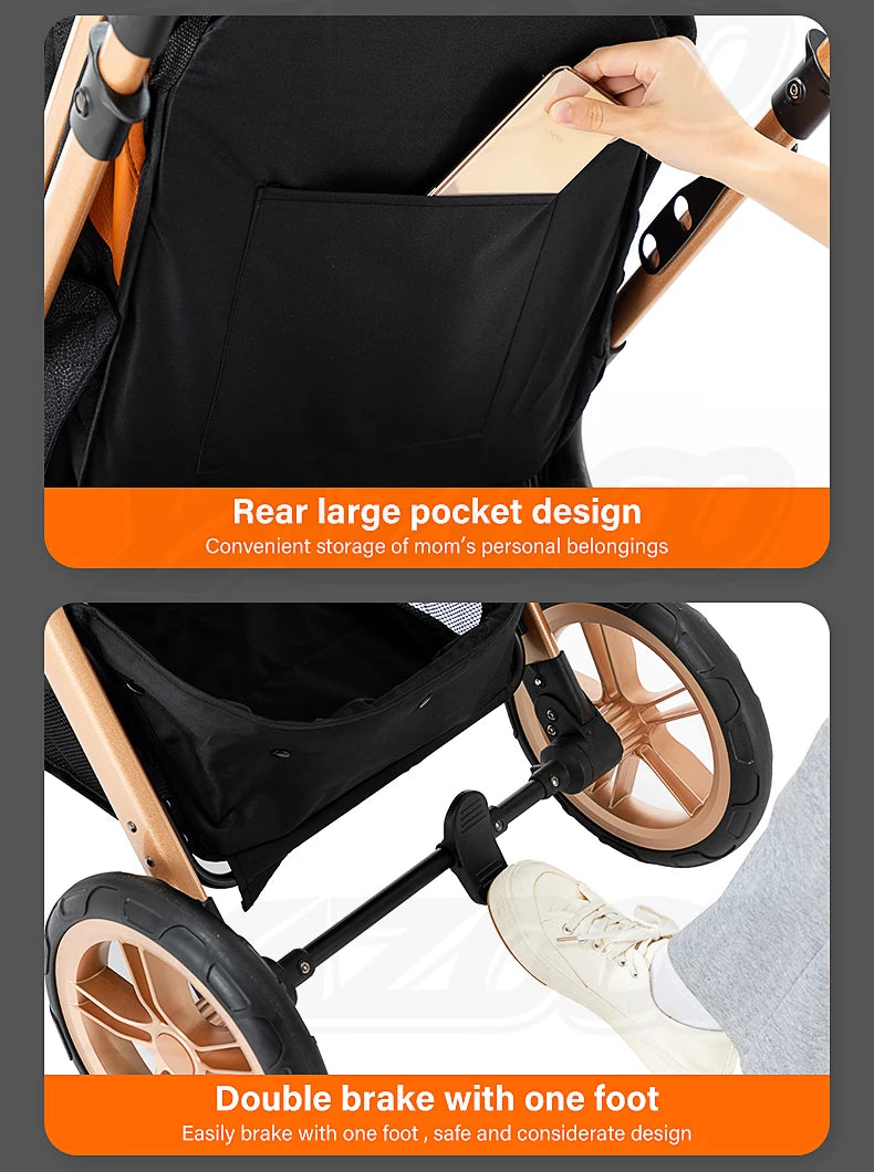 3-in-1 baby stroller travel system lightweight pram for newborns compact foldable Winter baby stroller baby buggy all-terrain