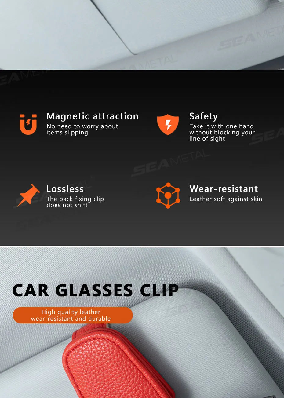 BLALION Car Sun Visor Clip Glasses Cards Case Auto Sunglasses Visor Glasses Holder Sunglasses Bracket Holder PU Glasses Support