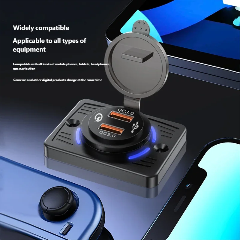 Wall Mount Charger Adapter, 2-4 Ports USB Outlet, QC 22.5W PD 30W Type-C Quick Charge, QC3.0 Panel, Bus, ATV, Truck