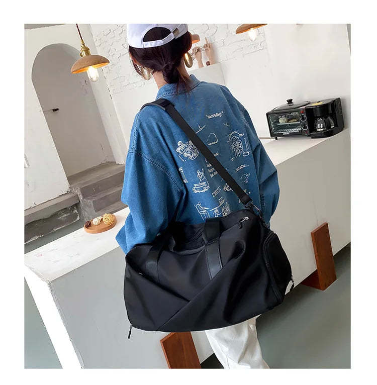 Large Capacity Fitness Bag Women's Handheld Oxford Cloth Yoga Sports Bag Fashionable Luggage Bag Wet And Dry Separation Can P...