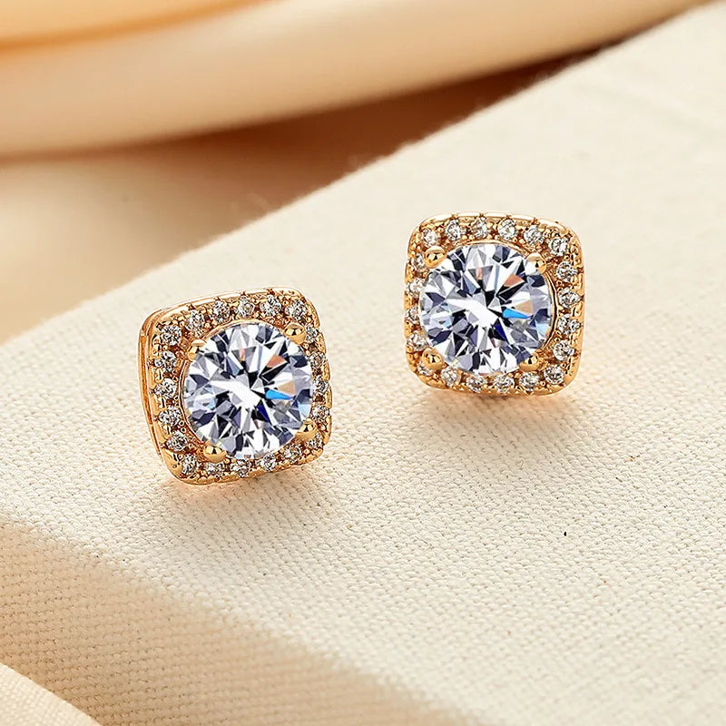 Promotion Moissanite Earrings for Women Pass Diamond Test Pen 100%  With Certificate Ear Studs 925 Sterling Silver Fine Jewelry