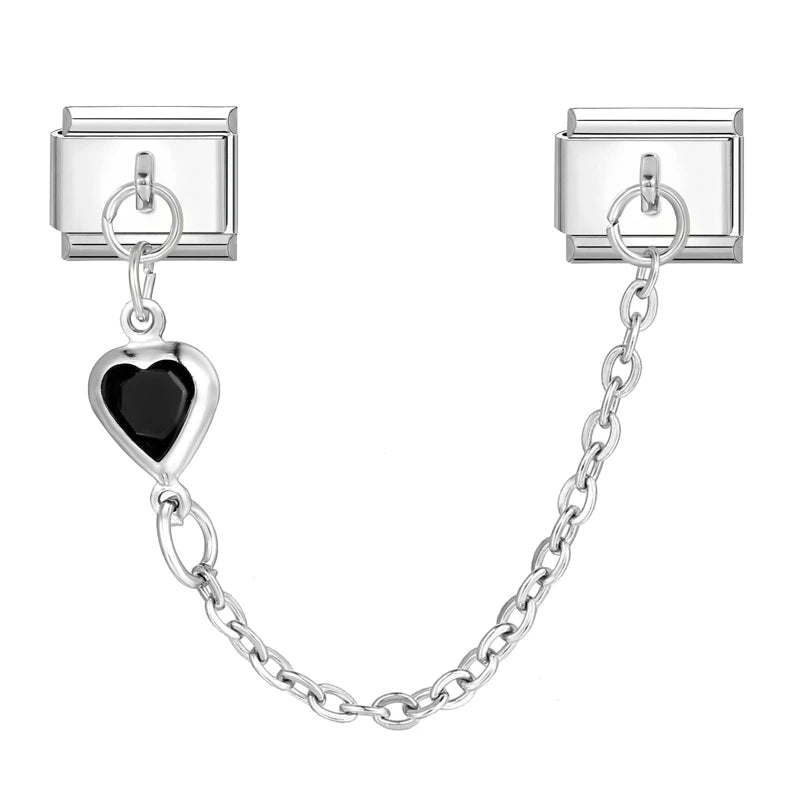 Star Butterfly Heart Zircon Round Pearls Tassel Chain Italian Charm Links Fit 9mm Bracelet Stainless Steel Women DIY Making Gift