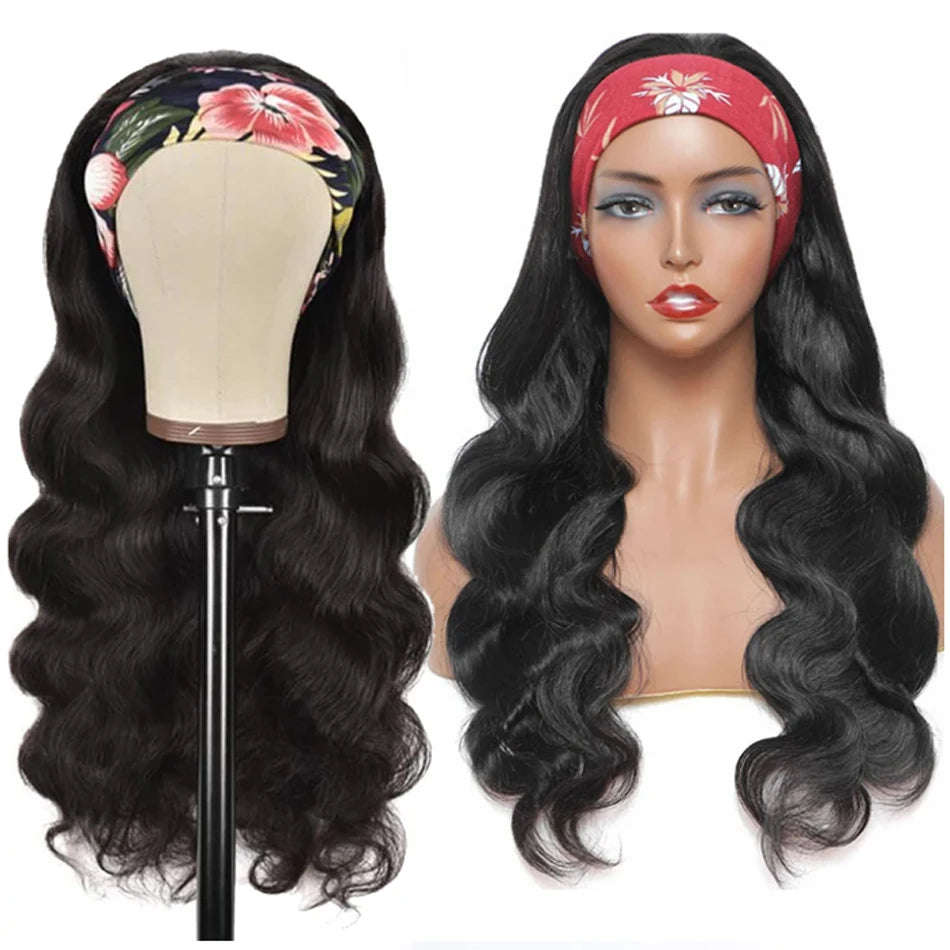 Body Wave Headband Human Hair Wig Machine Made Human Hair Wig Ready To Wear Headband Body Wave Remy Human Hair Wigs for Women