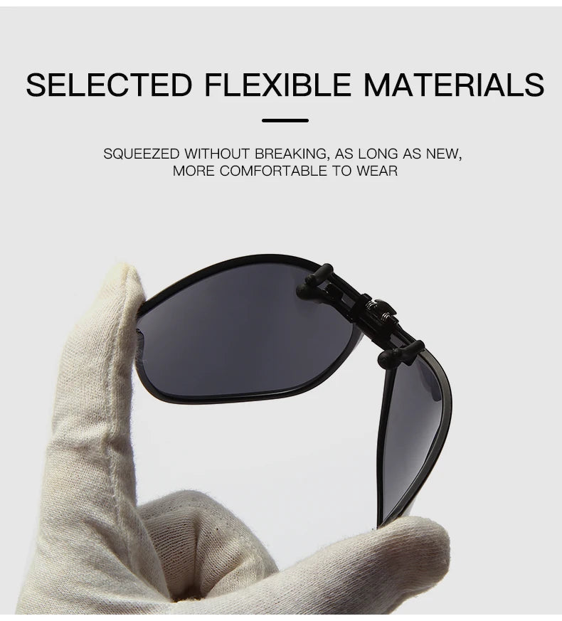 Clip On Sunglasses Men Photochromic Car Driver Goggles Night Vision Glasses Anti Glare Vintage Square Glasses