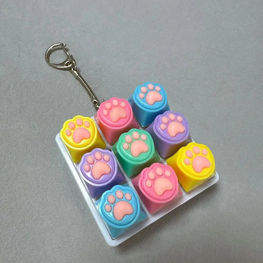 Keyboard Fidget Toys LED Crystal Keycap Keychain Stress Relief Fingertip Gadget Decompression Toys Clicker Fidget Toy