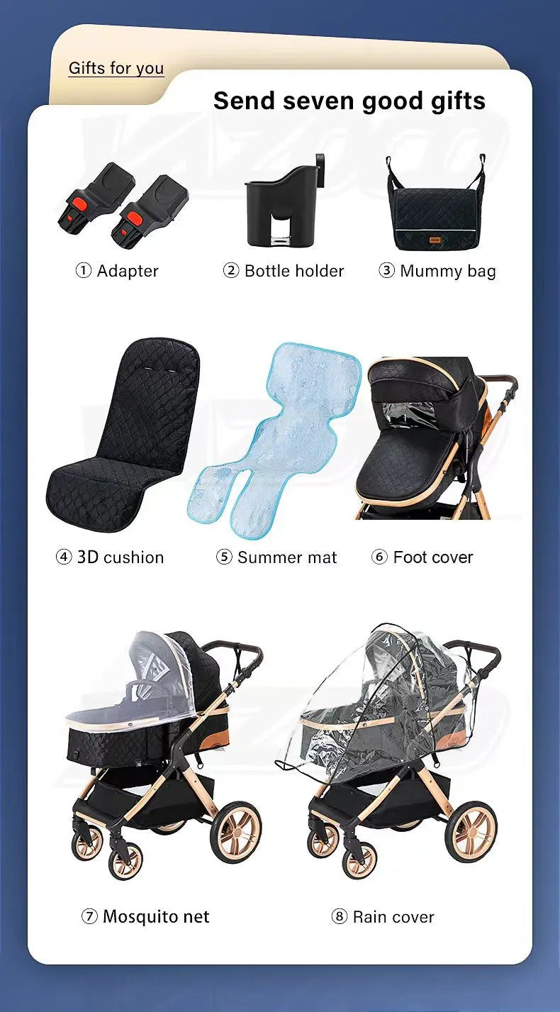 3-in-1 baby stroller travel system lightweight pram for newborns compact foldable Winter baby stroller baby buggy all-terrain