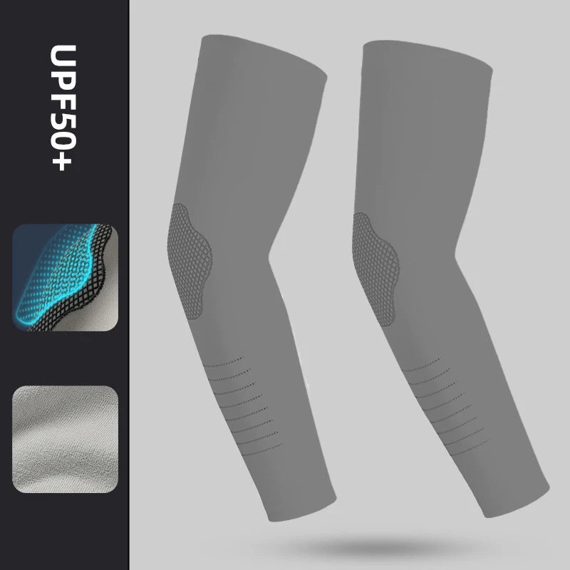 Ice Silk Sleeves Sun Protection Anti-UV Quick Dry Cycling Sleeves Breathable Cooling Sweat-absorb Elastic Hiking Sleeves