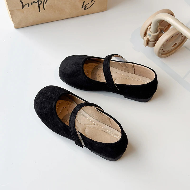 Spring Girl's Casual Shoes Round Toe Hook-loop Shallow Chic Kid's Flat Shoe Solid Colors Anti-slip Daily All-match Children Shoe