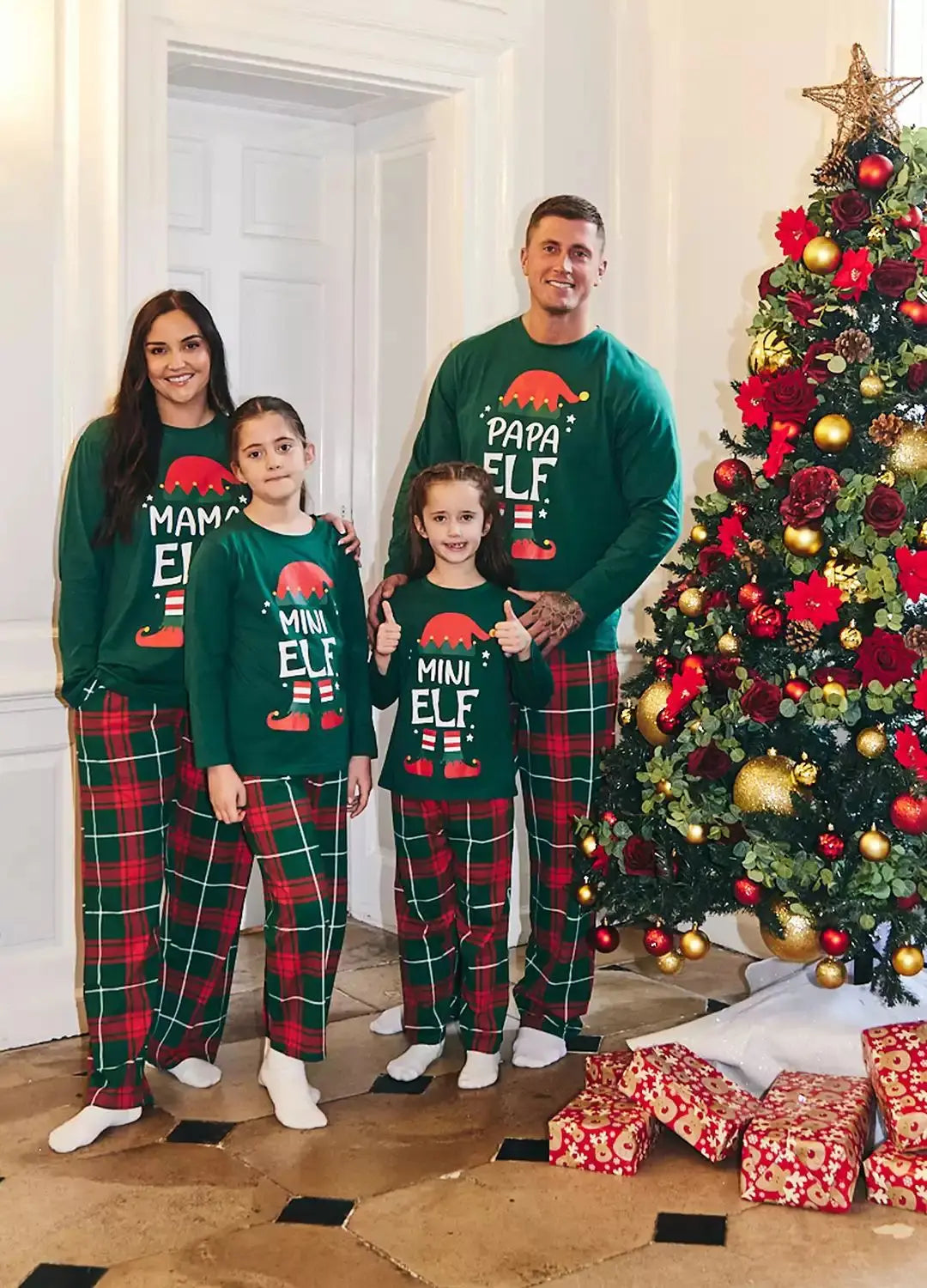 Mom Dad Kids Christmas Print Pajamas Set 2 Piece Pyjama Xmas Family Look Sleepwear Xmas Family Matching Outfits Pjs Loungewear