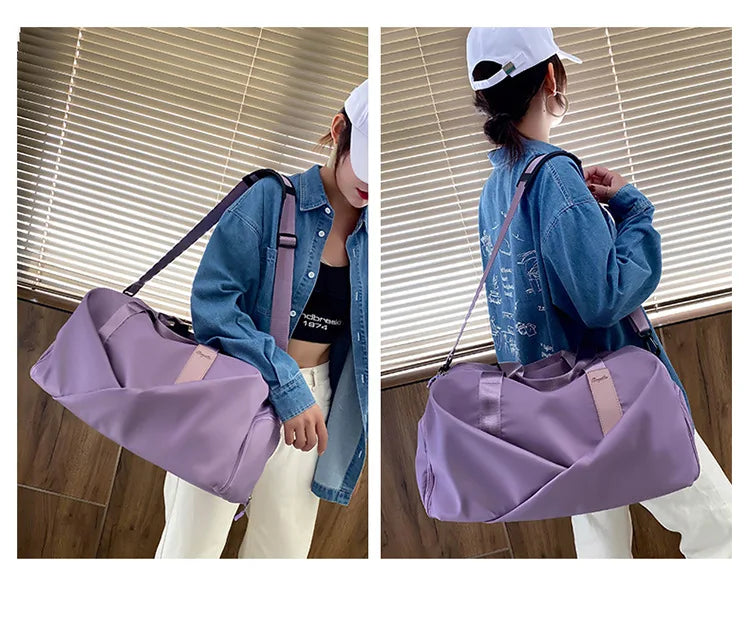 Large Capacity Fitness Bag Women's Handheld Oxford Cloth Yoga Sports Bag Fashionable Luggage Bag Wet And Dry Separation Can P...