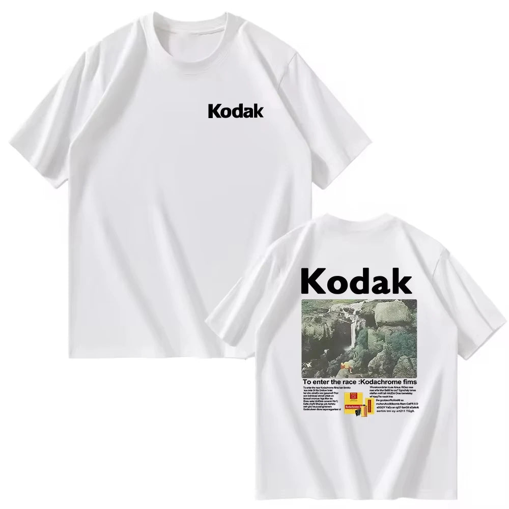 Kodak Polychrome Rainbow Back Print Unisex Cotton T Shirt Vintage Retro Short Sleeve Tee Y2K  Casual Streetwear Film Graphic Top
