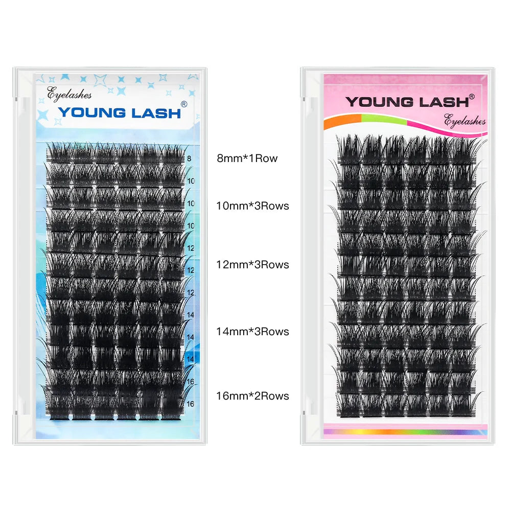 YOUNG LASH  Russian C  D Curl 72Volume Eyelashes  Segments Natural DIY Clusters Eyelashes Extensions Individual  Lashes