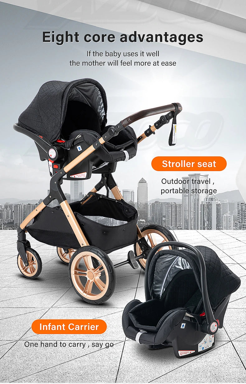 3-in-1 baby stroller travel system lightweight pram for newborns compact foldable Winter baby stroller baby buggy all-terrain