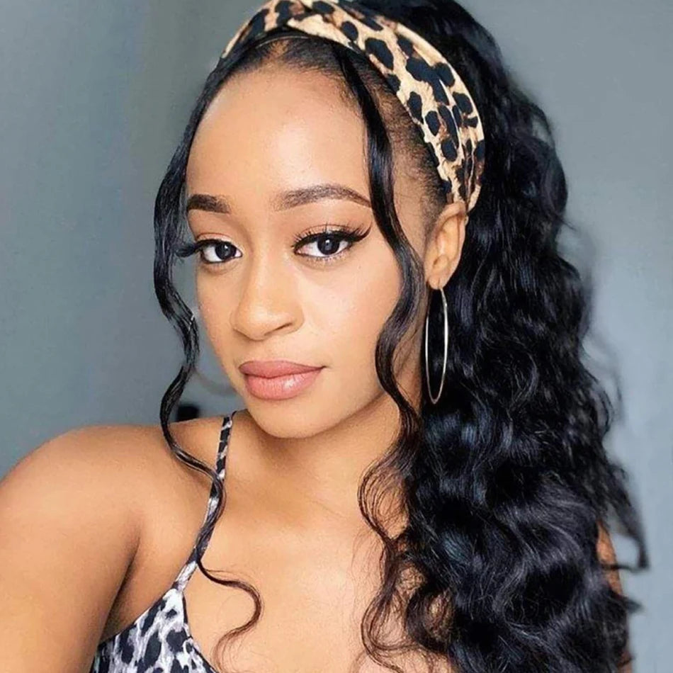 Body Wave Headband Human Hair Wig Machine Made Human Hair Wig Ready To Wear Headband Body Wave Remy Human Hair Wigs for Women