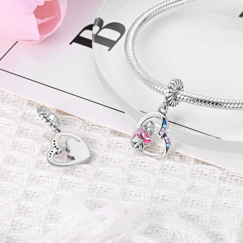 Charms 925 Sterling Silver Love Embrace Pendant For 3mm Bracelet DIY Women Mother's Day Jewelry Gift