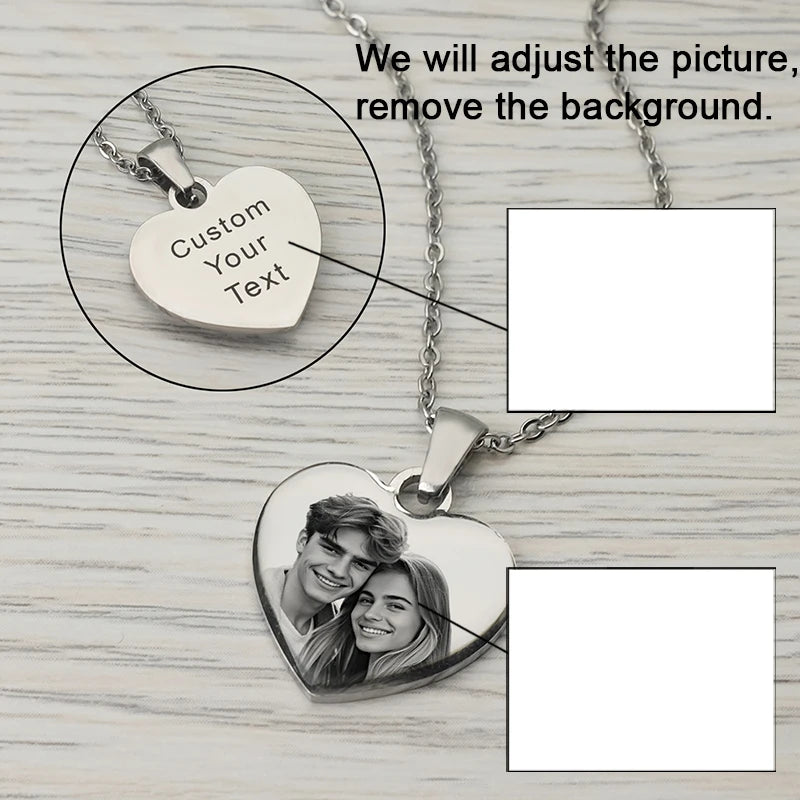 Picture Necklace Personalized for Women,Custom Photo Love Heart Projection Pendant,Customized Valentine's Day gift,gifts for mom