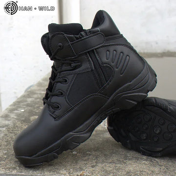 Winter Men Tactical Boots Waterproof Genuine Leather Lace Up Black Desert Combat Ankle Boots Men's Work Shoes