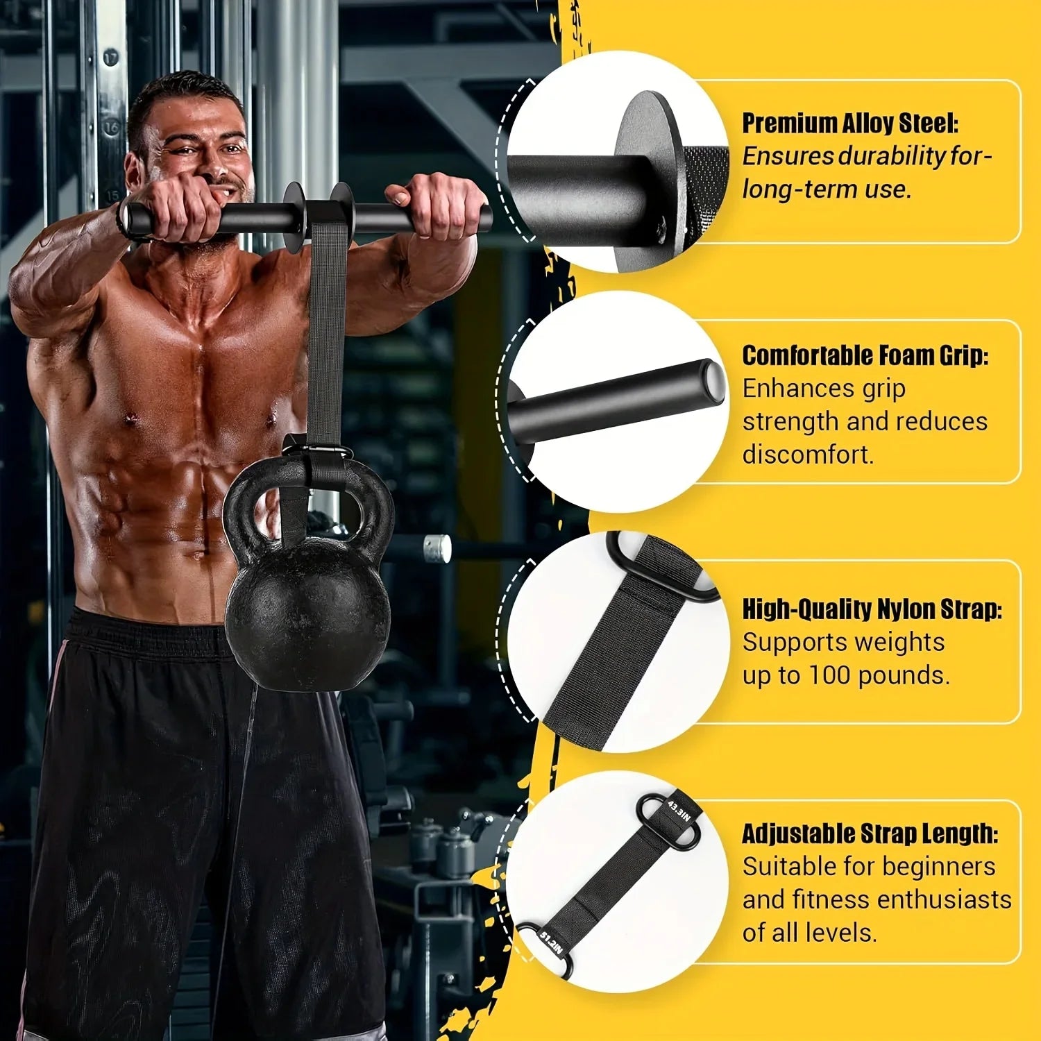 Adjustable Forearm Strength Trainer Wrist Roller With Thickened Non-Slip Handle Belt Home Workout Upper Body Fitness Equipment