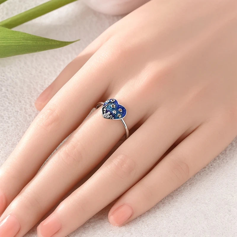Anillos Apilables de Plata Esterlina 925 (Nuevos) – Lazo Rosa + Corazón (Tema Amor), Adecuados para Mujer y Chica