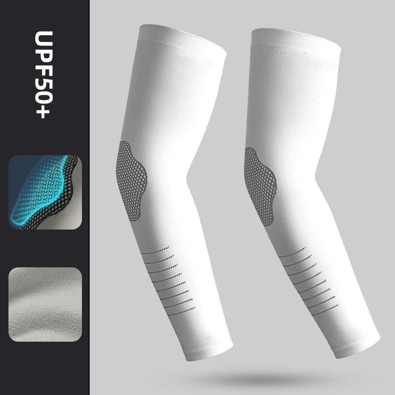 Ice Silk Sleeves Sun Protection Anti-UV Quick Dry Cycling Sleeves Breathable Cooling Sweat-absorb Elastic Hiking Sleeves