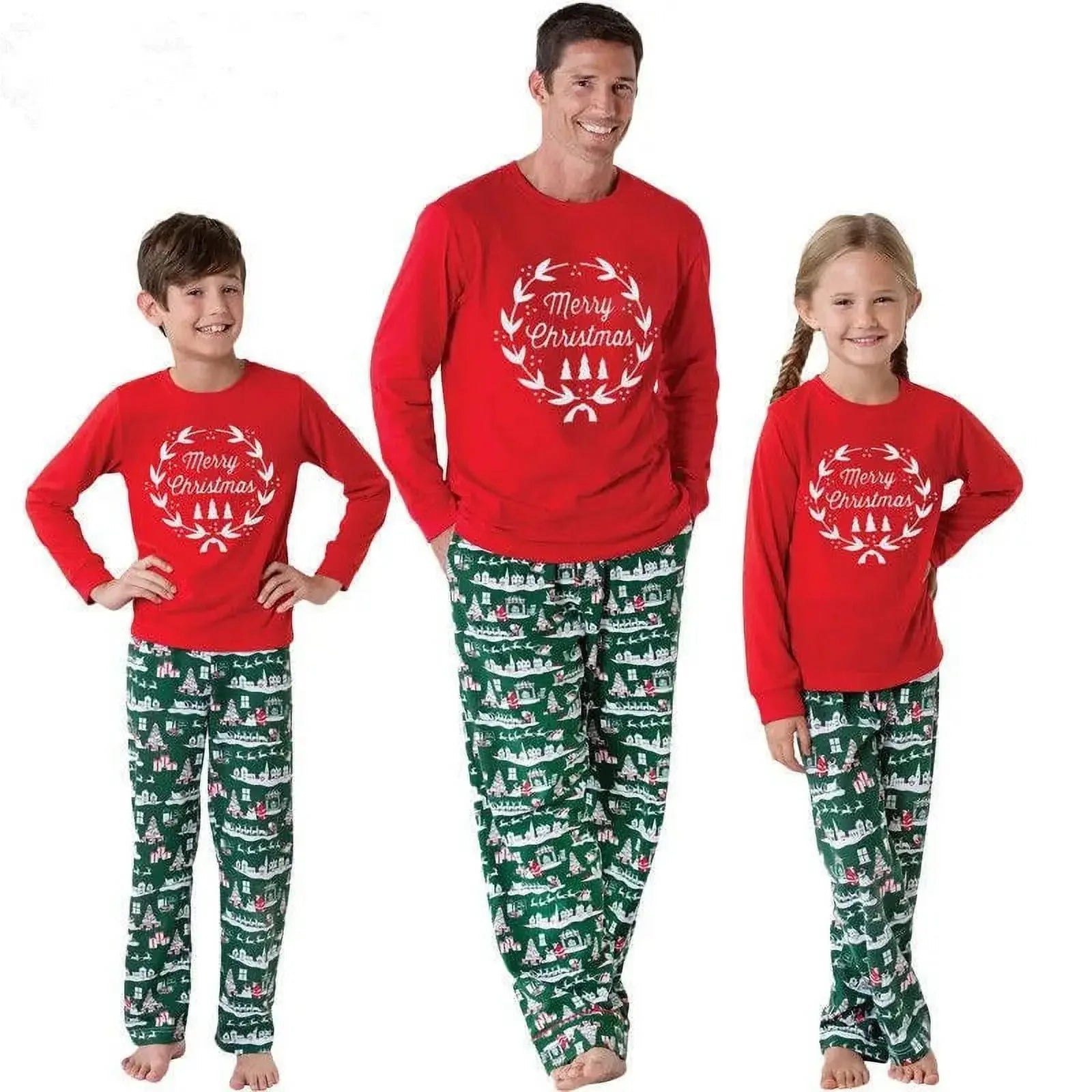 Mom Dad Kids Christmas Print Pajamas Set 2 Piece Pyjama Xmas Family Look Sleepwear Xmas Family Matching Outfits Pjs Loungewear