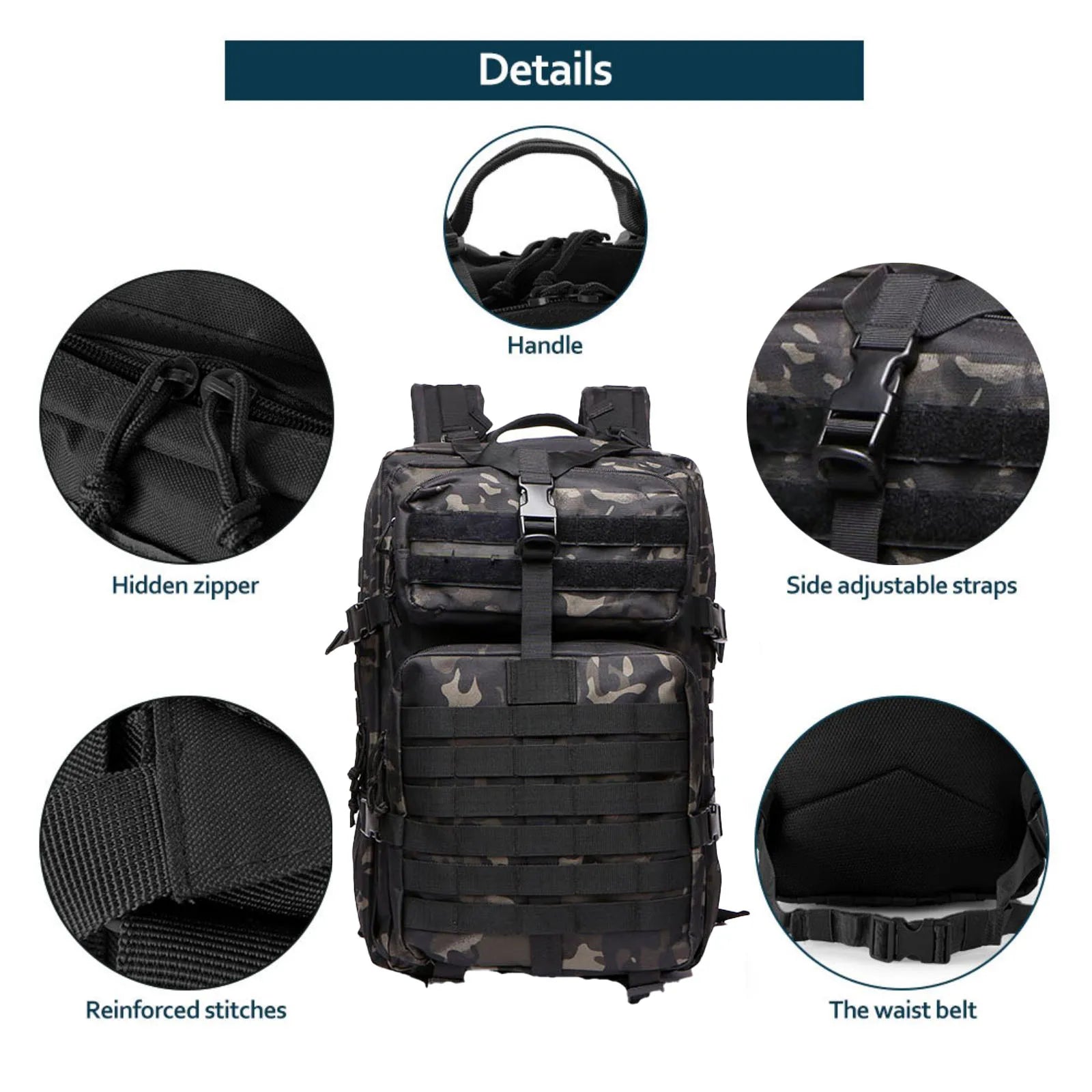 25L/50L Sturdy Nylon Waterproof Tactical Sports Trekking Fishing Hunting Camping Hiking Bag Backpack Outdoor Rucksacks