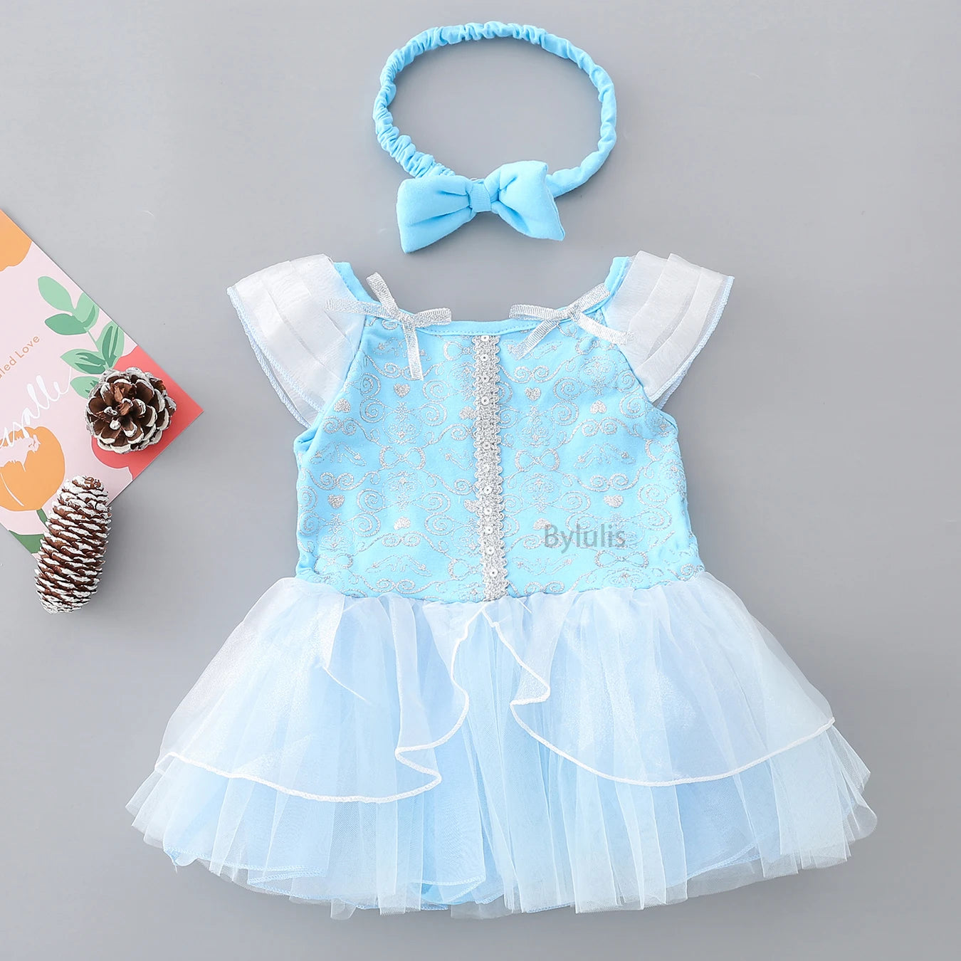 Baby Girls Costumes Kid Romper Tutu Dress with Headband Infant Baby Girl Princess Alice Clothes Aurora Belle Dress Party Costume