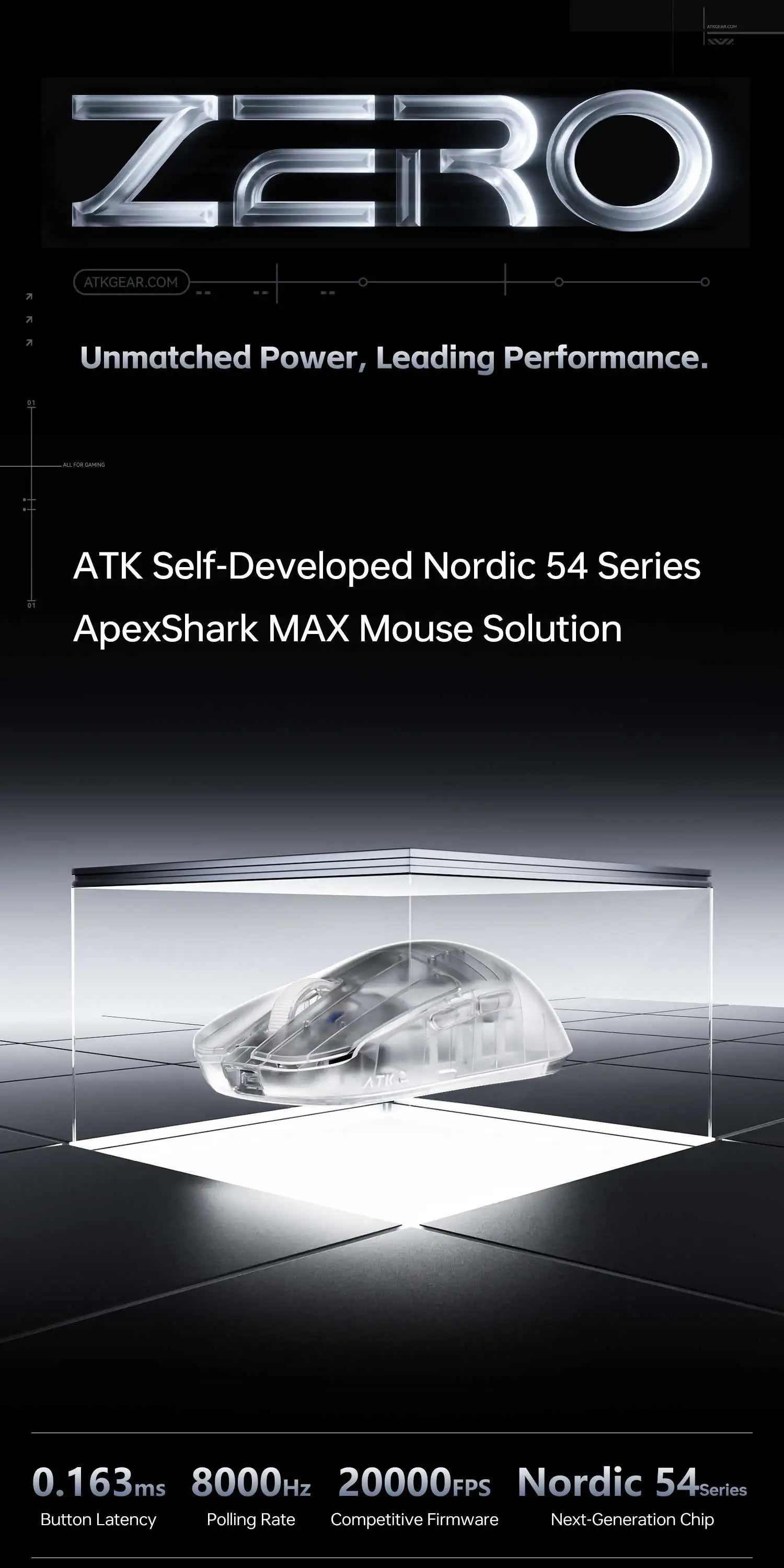 ATK Blazing Sky ZERO Ultralight Wireless Gaming Mouse Dual 8K PAW3950Ultra Transducer Wireless Mouse Ergonomic Mouse Foggy Mice