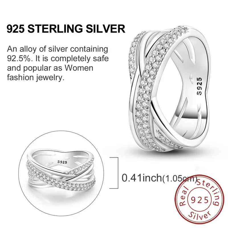 Anillos Apilables de Plata Esterlina 925 (Nuevos) – Lazo Rosa + Corazón (Tema Amor), Adecuados para Mujer y Chica