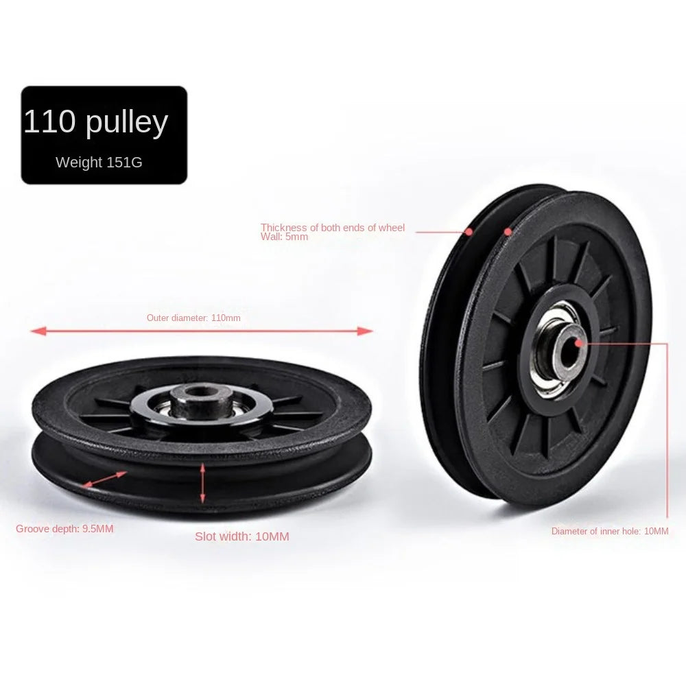Fitness Equipment Parts Pulley Wheel Cable Machine Part Black Nylon Pulley Good Wear Resistance Light Weight Nylon Bearing