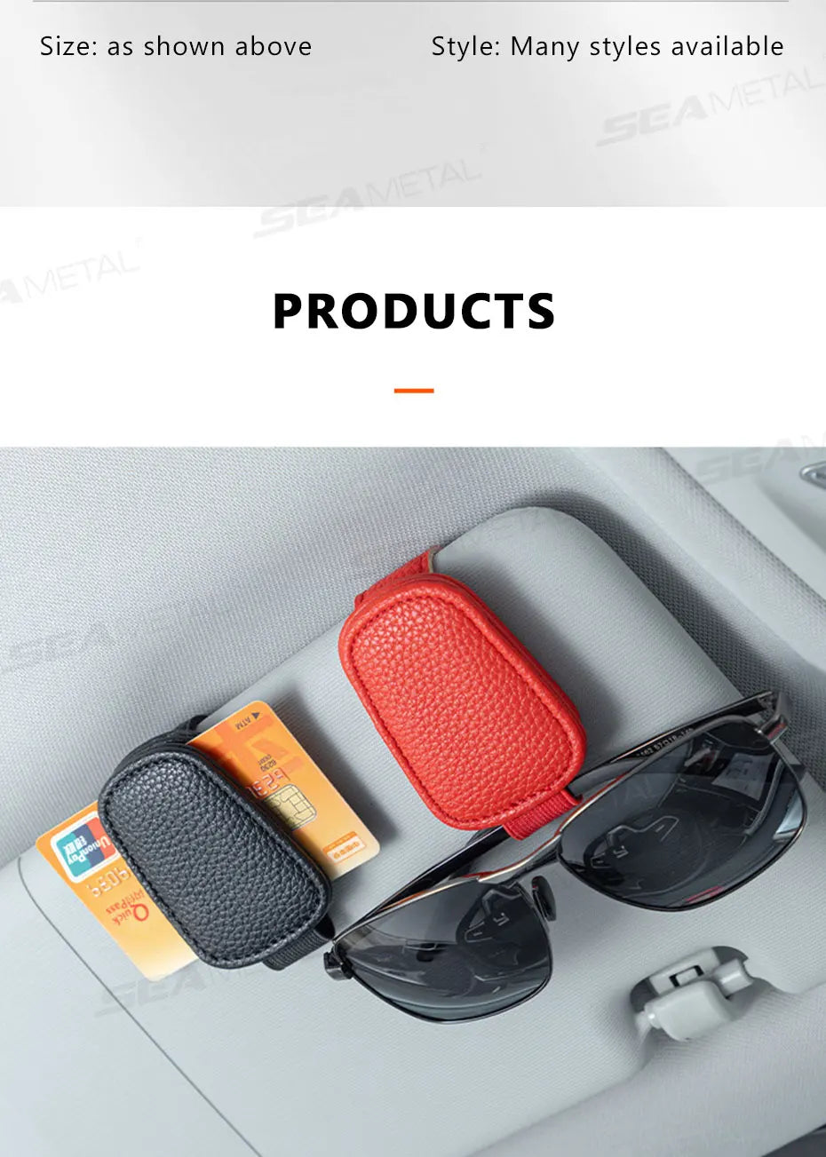 BLALION Car Sun Visor Clip Glasses Cards Case Auto Sunglasses Visor Glasses Holder Sunglasses Bracket Holder PU Glasses Support