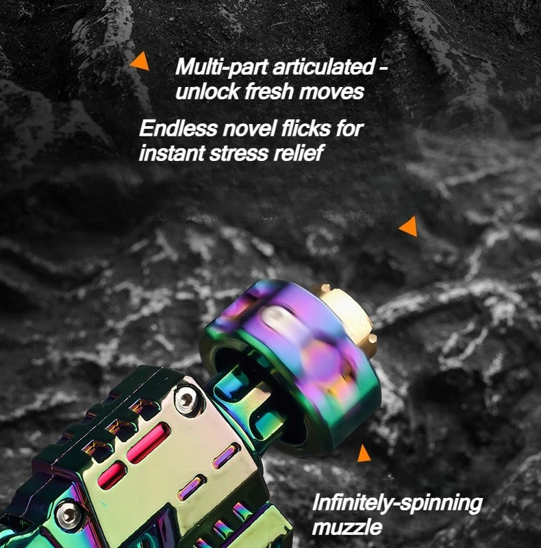 Alloy Launcher Shell-Ejecting Toy Gun Set Portable Stress Relief Sensory Fidget Toy Finger Spinning Top Desk Gadget Boys Gift