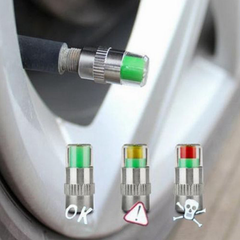 Cars Tire Air Pressure Monitor Alert 4Pcs/set Indicator Tire Valve Cap Gauge Car Accessories Car Tyre Pressure Gauge Caps Useful