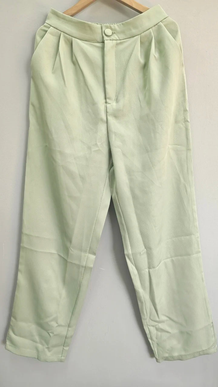 Women Green Bowknot Wide-leg Pant Suits Chic Solid Sleeveless Lace Up Slim Fit Long Pant Sets 2026 Lady Daily Street Outfits New