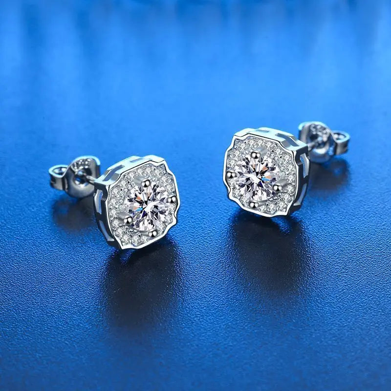 Promotion Moissanite Earrings for Women Pass Diamond Test Pen 100%  With Certificate Ear Studs 925 Sterling Silver Fine Jewelry