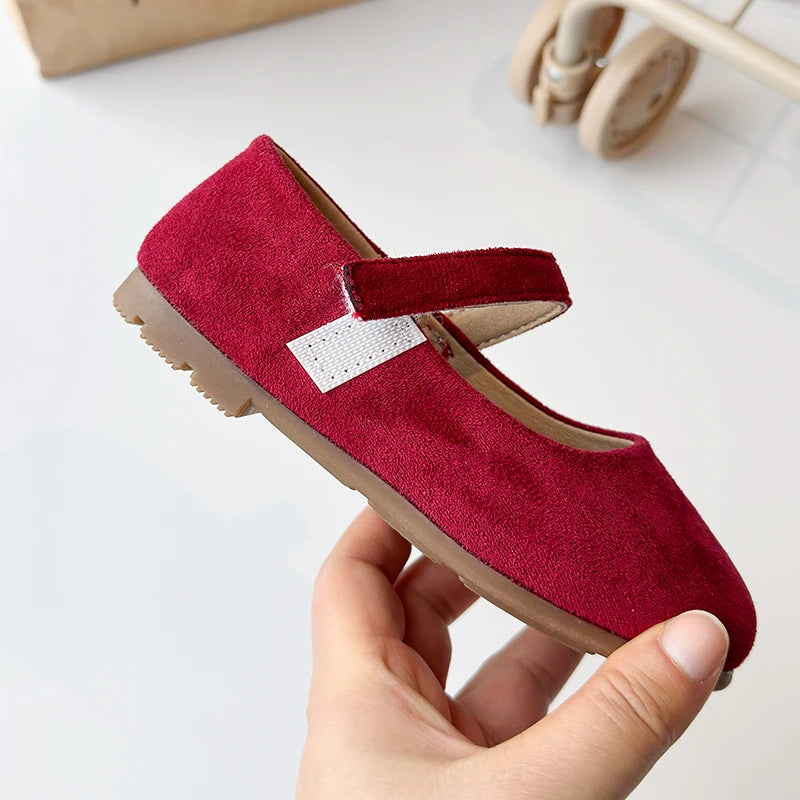 Spring Girl's Casual Shoes Round Toe Hook-loop Shallow Chic Kid's Flat Shoe Solid Colors Anti-slip Daily All-match Children Shoe