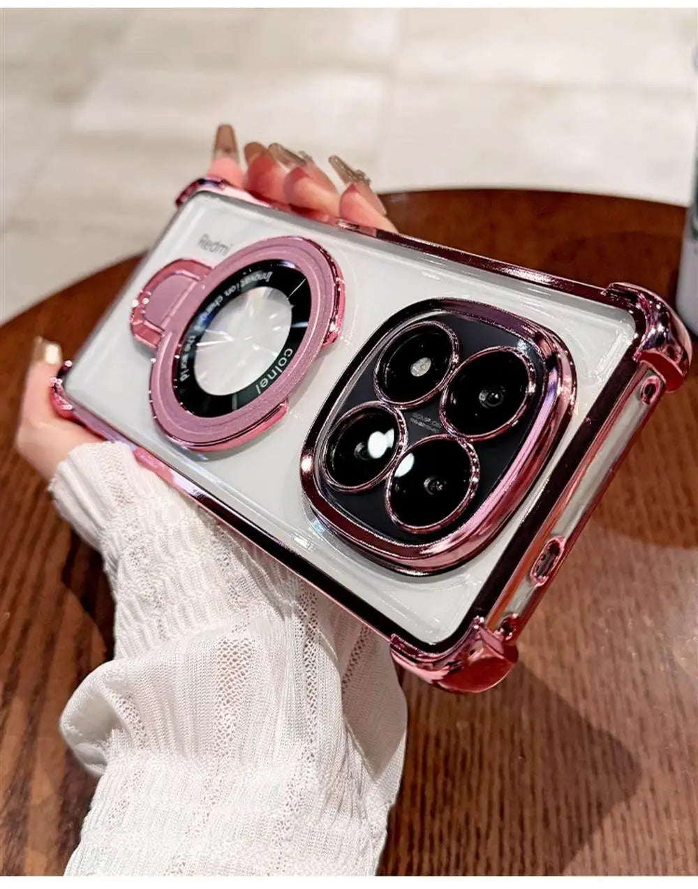 For Redmi Note 15 Pro and Note 15 Pro Plus Case Magnetic Holder Plating Airbag Transparent Camera Protection Shockproof Cover