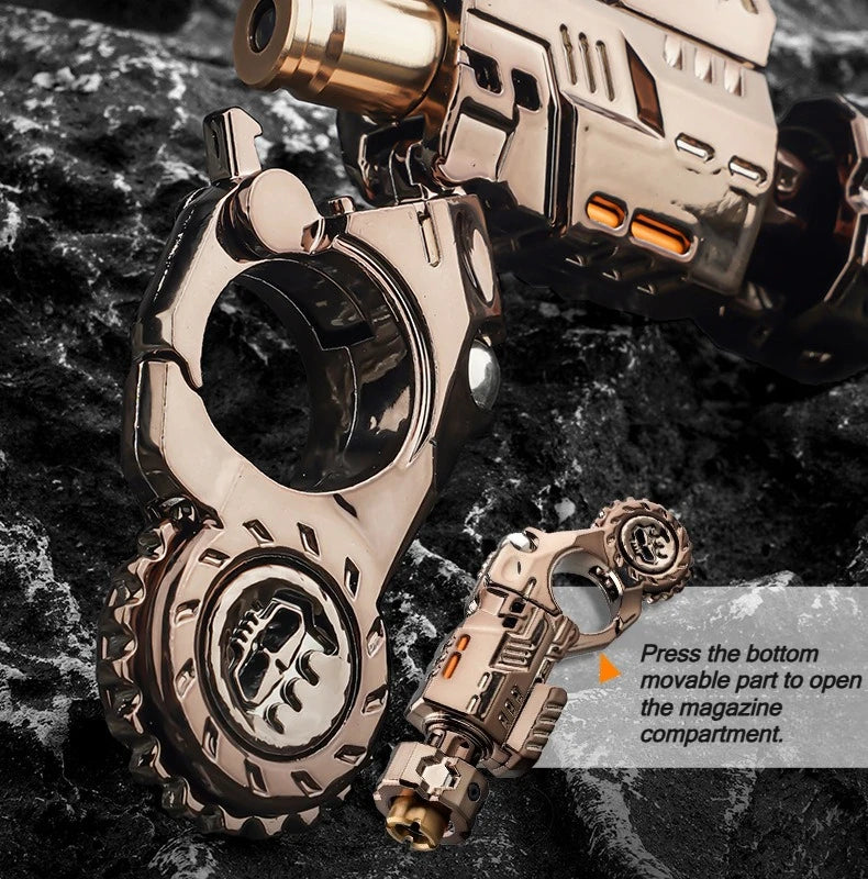 Alloy Launcher Shell-Ejecting Toy Gun Set Portable Stress Relief Sensory Fidget Toy Finger Spinning Top Desk Gadget Boys Gift