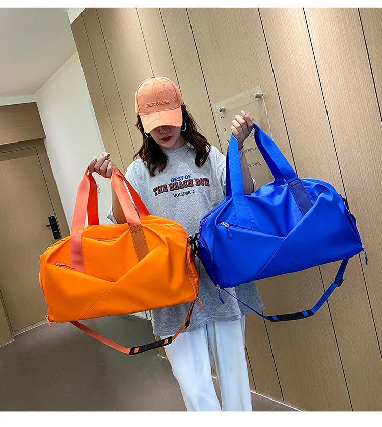 Large Capacity Fitness Bag Women's Handheld Oxford Cloth Yoga Sports Bag Fashionable Luggage Bag Wet And Dry Separation Can P...