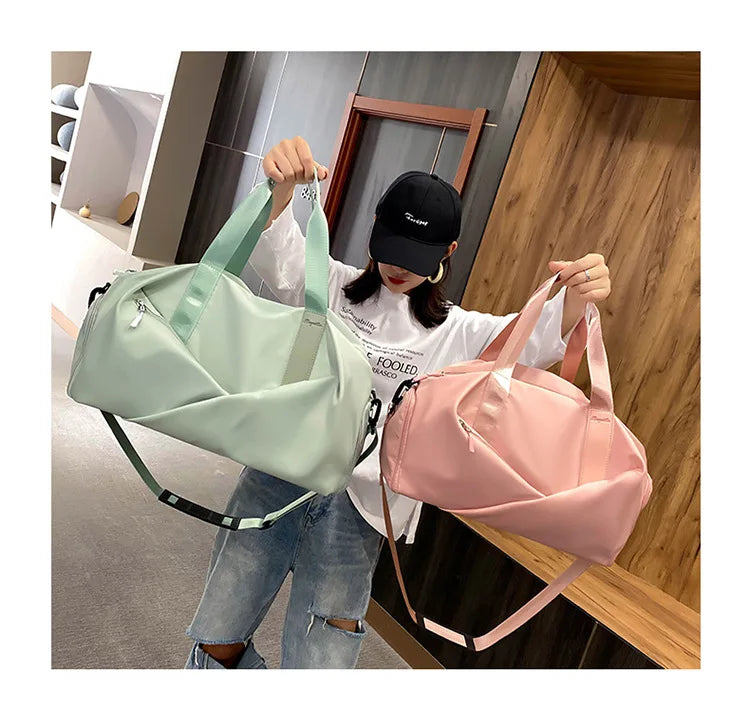Large Capacity Fitness Bag Women's Handheld Oxford Cloth Yoga Sports Bag Fashionable Luggage Bag Wet And Dry Separation Can P...