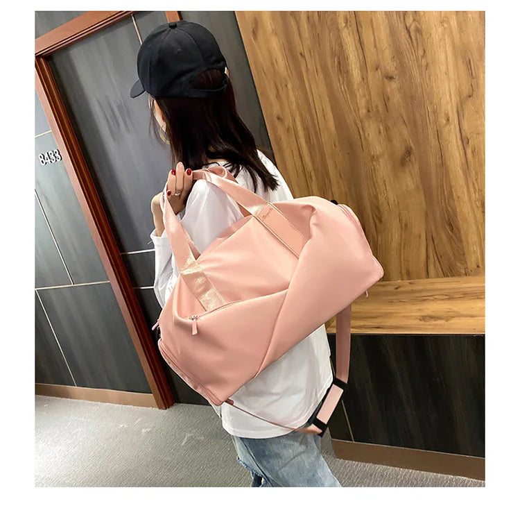 Large Capacity Fitness Bag Women's Handheld Oxford Cloth Yoga Sports Bag Fashionable Luggage Bag Wet And Dry Separation Can P...