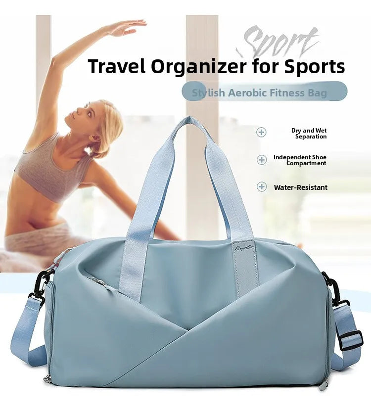 Large Capacity Fitness Bag Women's Handheld Oxford Cloth Yoga Sports Bag Fashionable Luggage Bag Wet And Dry Separation Can P...