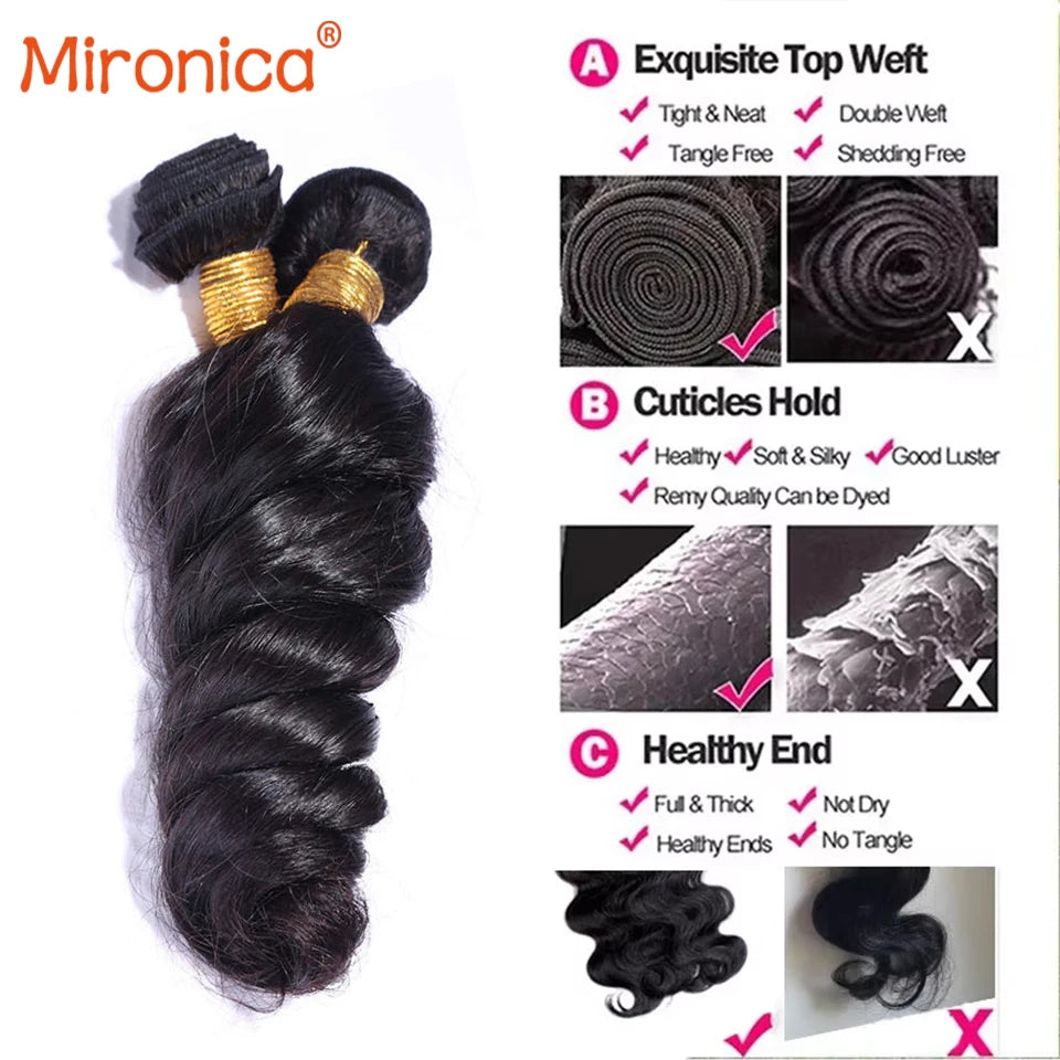Loose Wave Bundles 100% Human Hair Raw Double Weft Weave Virgin Hair Extensions Natural Color 1B 1 2 3 4 Loose Deep Wave Bundles