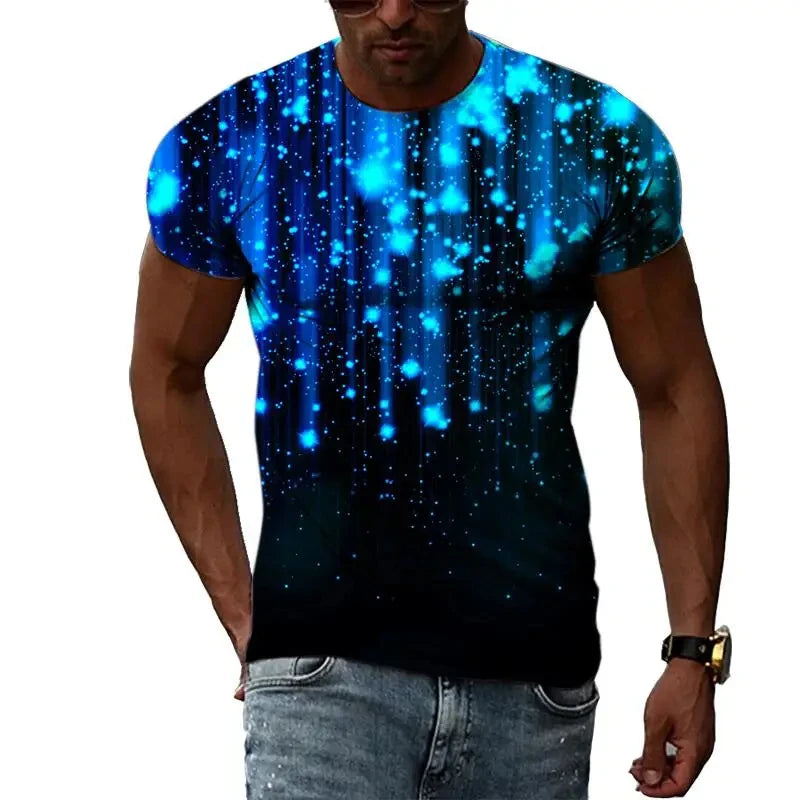 Fashion Men's T-shirt Multidimensional Graphic Tee For Men Casual 3D Print Harajuku Personality Round Neck Short Sleeve Top