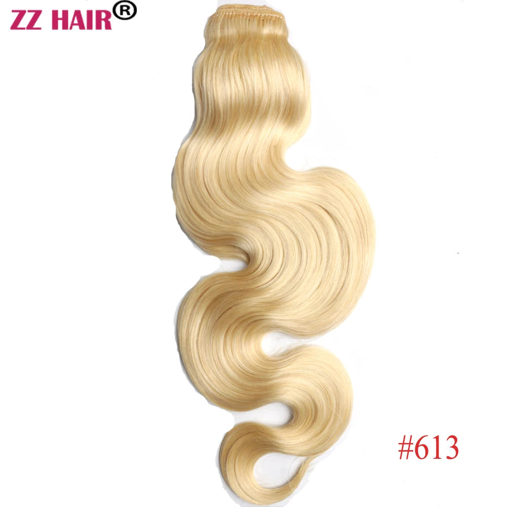 ZZHAIR Clips In 100% Brazilian Human Remy Hair Extensions 16"-28" Hair One Piece Set 5 Clip-in 100g-200g Natural Body Wavy