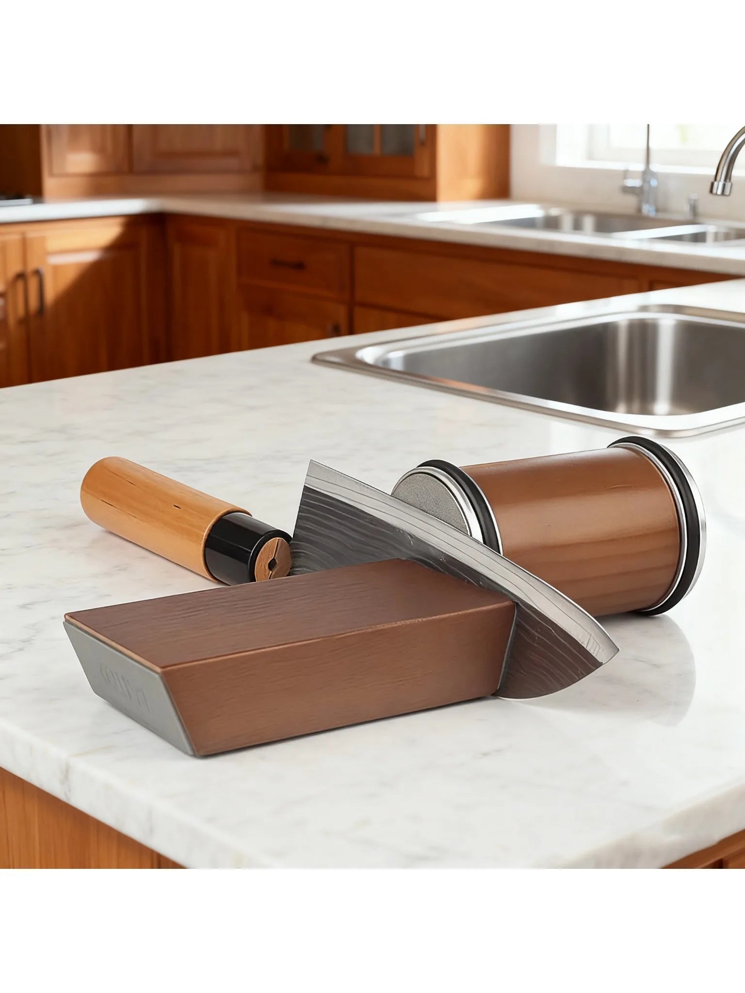 Rolling Knife Sharpener Magnetic Knife Holder Diamond Sharpening Stone with15and20 Degrees Angle Roller Kitchen Accessory set