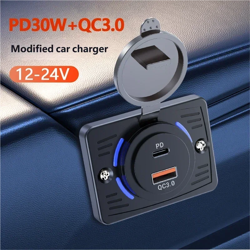 Wall Mount Charger Adapter, 2-4 Ports USB Outlet, QC 22.5W PD 30W Type-C Quick Charge, QC3.0 Panel, Bus, ATV, Truck